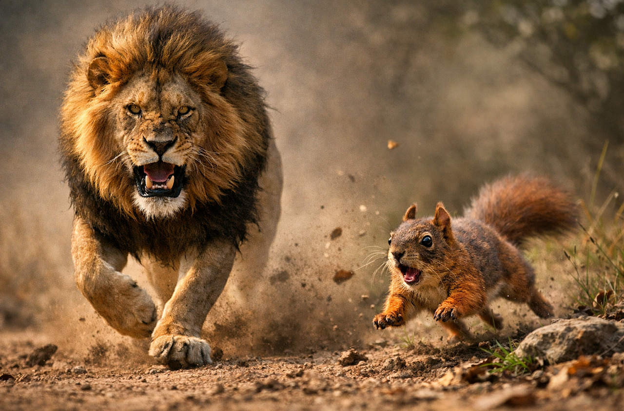 Original artwork for What’s The Difference Between a Squirrel and a Lion?